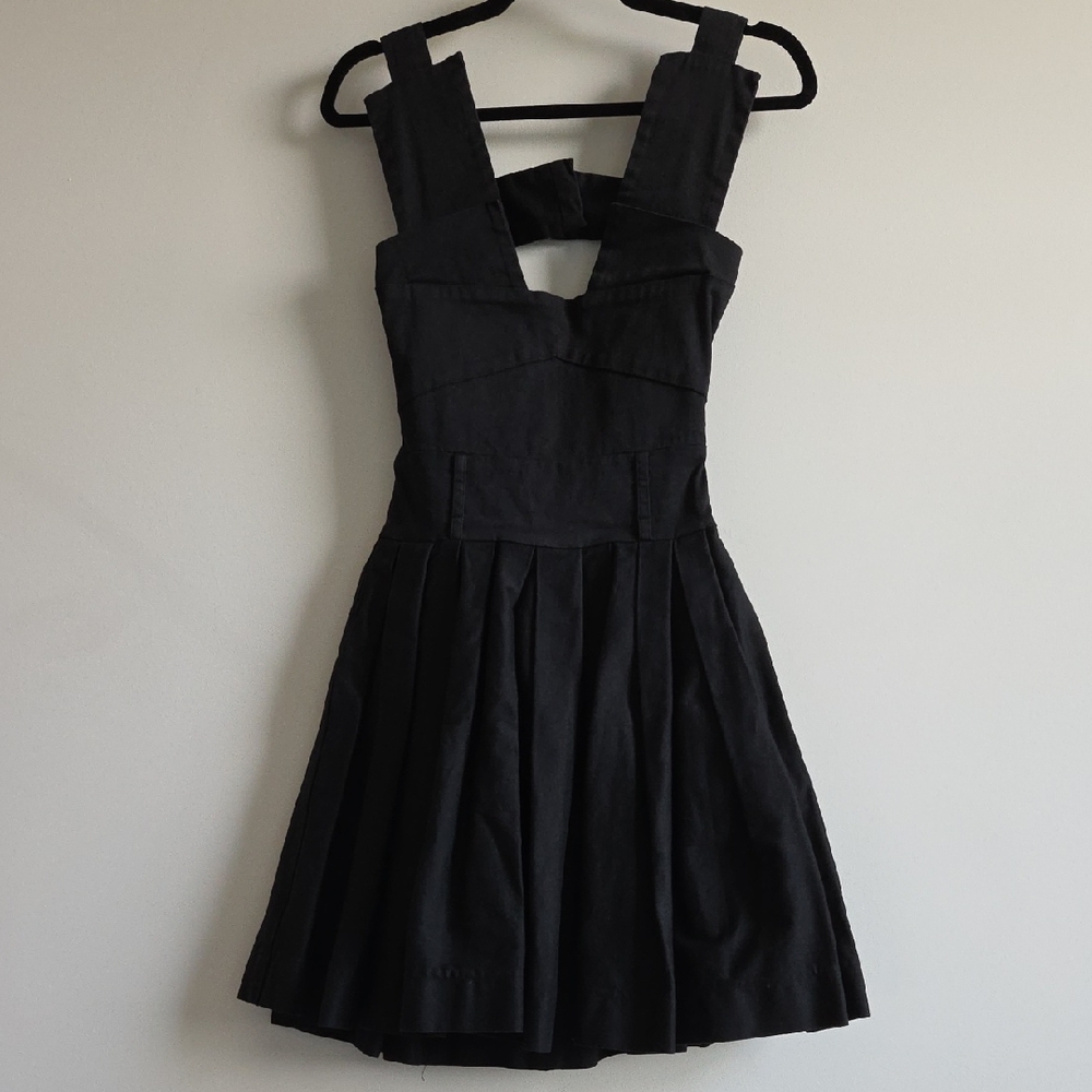 Black Pleated Peplum Mini Dress